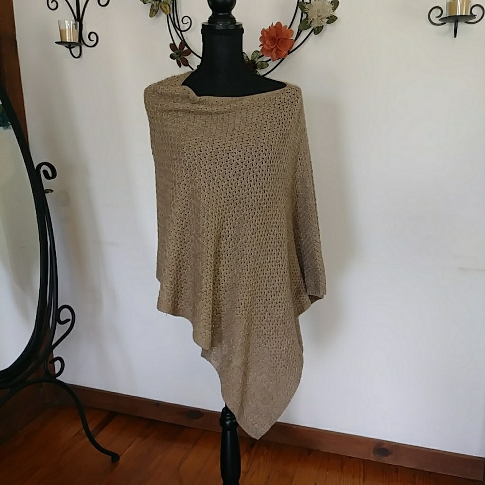 J.Jill Asymmetrical Cablenit Sweater Poncho